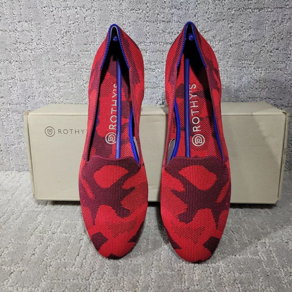 Rothy's The Loafer Red Camo Round Toe Flats Shoes Women's Multiple Sizes
